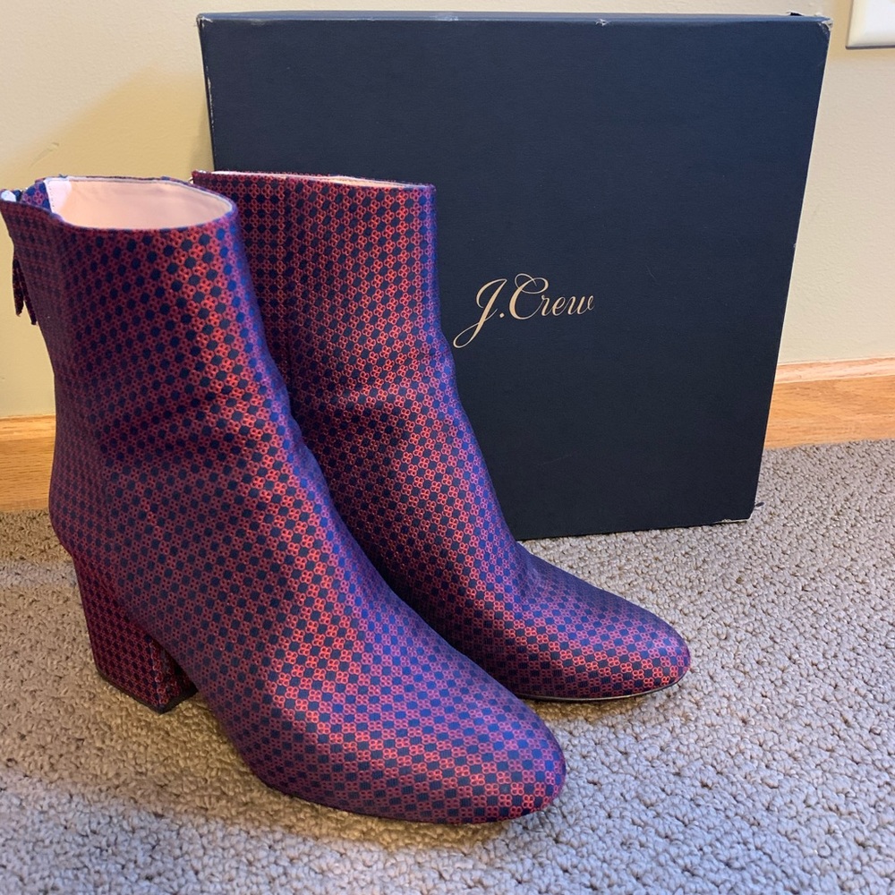 J.crew Silk tie print Sadie Boots